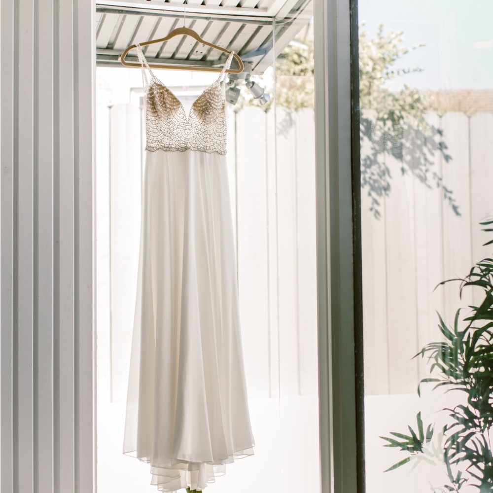 Lulus True Love White Beaded Rhinestone maxi A line dress